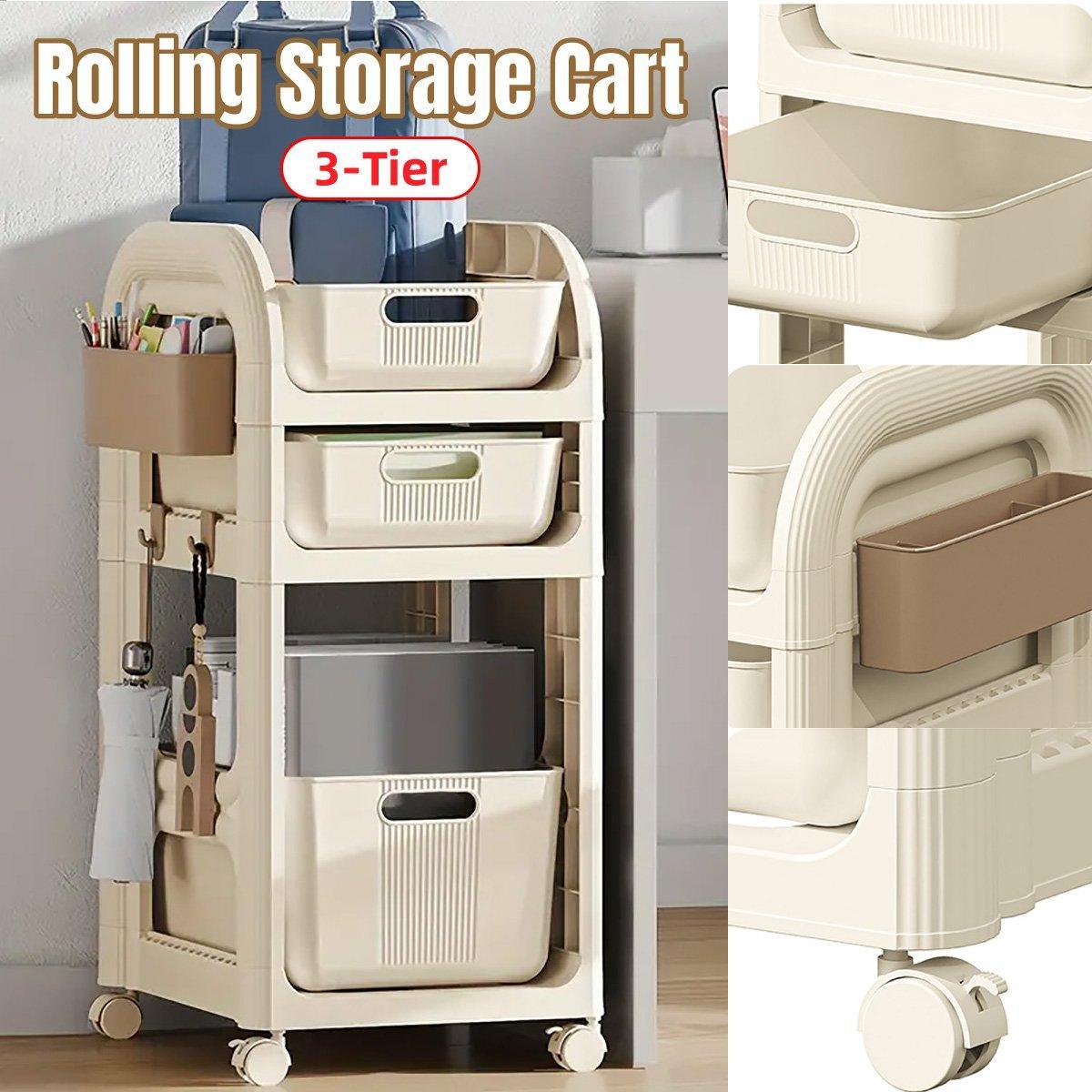 Mobile Storage Trolley Rolling Utility Cart Heavy Duty Organizer with Wheels