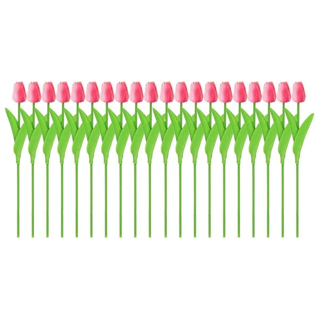20PCS Real Touch Artificial Tulip Bouquet Fake Flowers for Pink