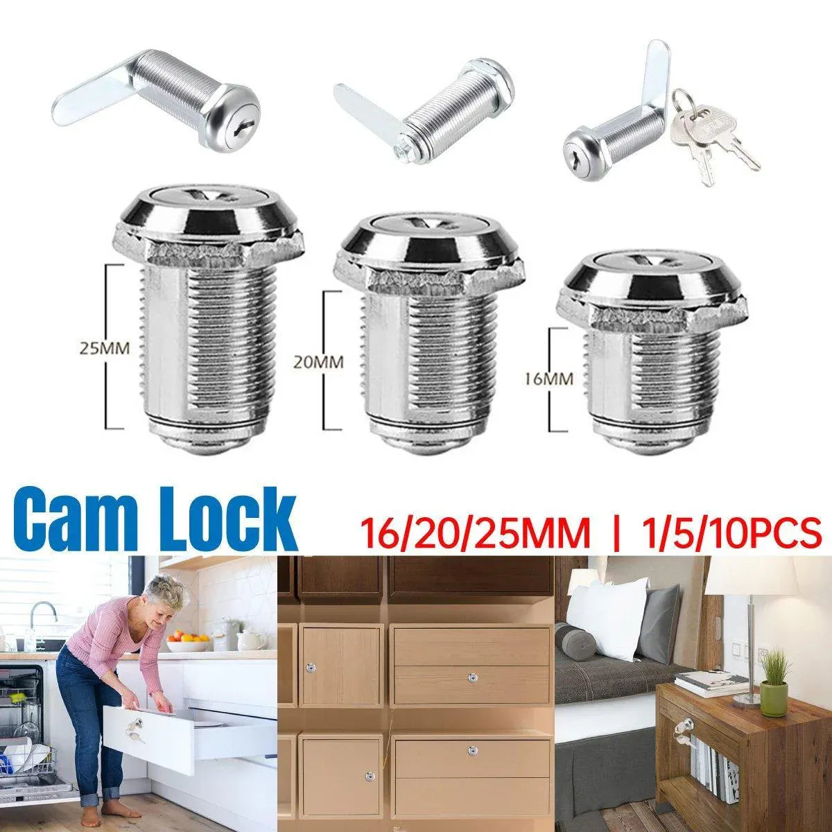 1/5/10pcs File Cabinet Drawer Milk Box Swivel Lock Round Security 16mm 10PCS