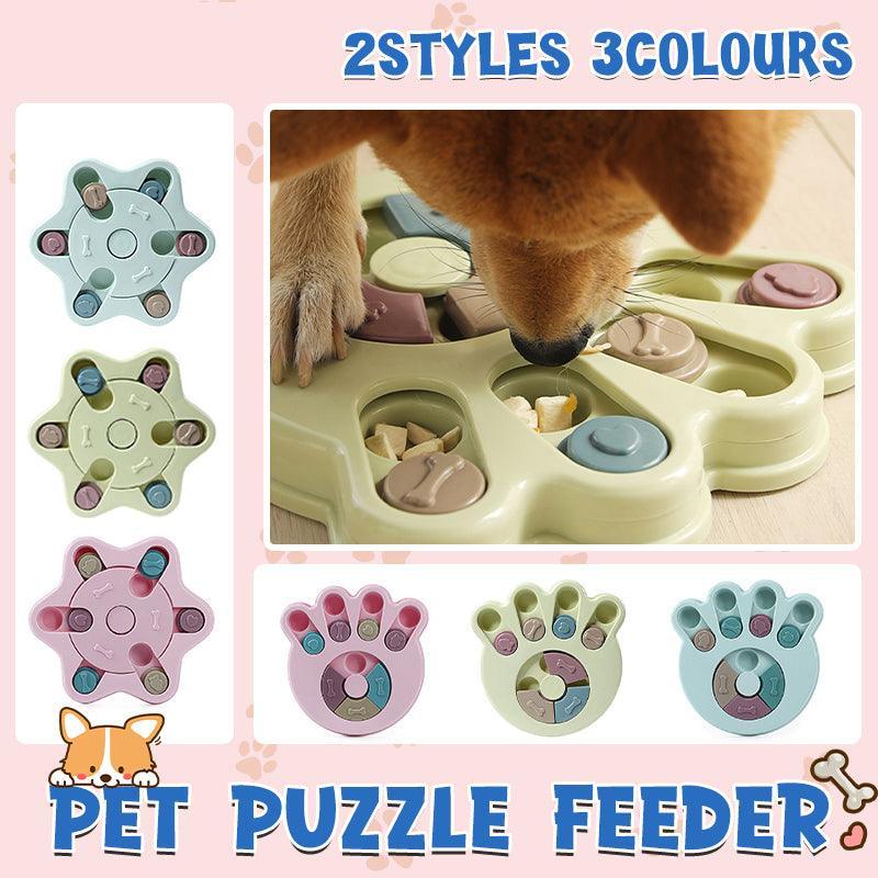 Dog Treat Dispenser Food Puzzle Toy Interactive Training Green Hexagon-Green