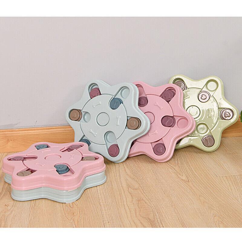 Dog Treat Dispenser Food Puzzle Toy Interactive Training Green Hexagon-Green