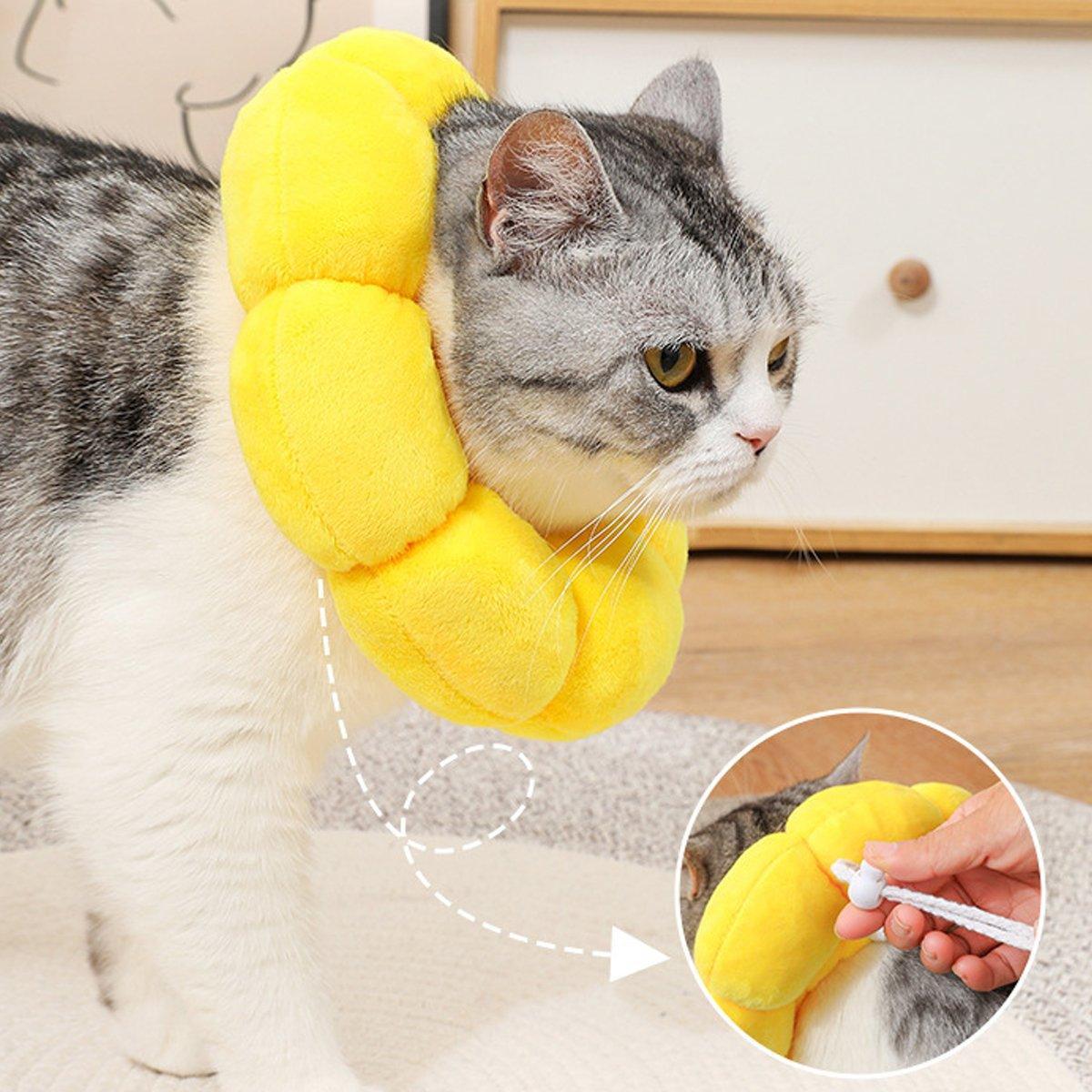 Sunflower Elizabeth Collar for Cats and Dogs Anti Licking Sterilization Headgear - S