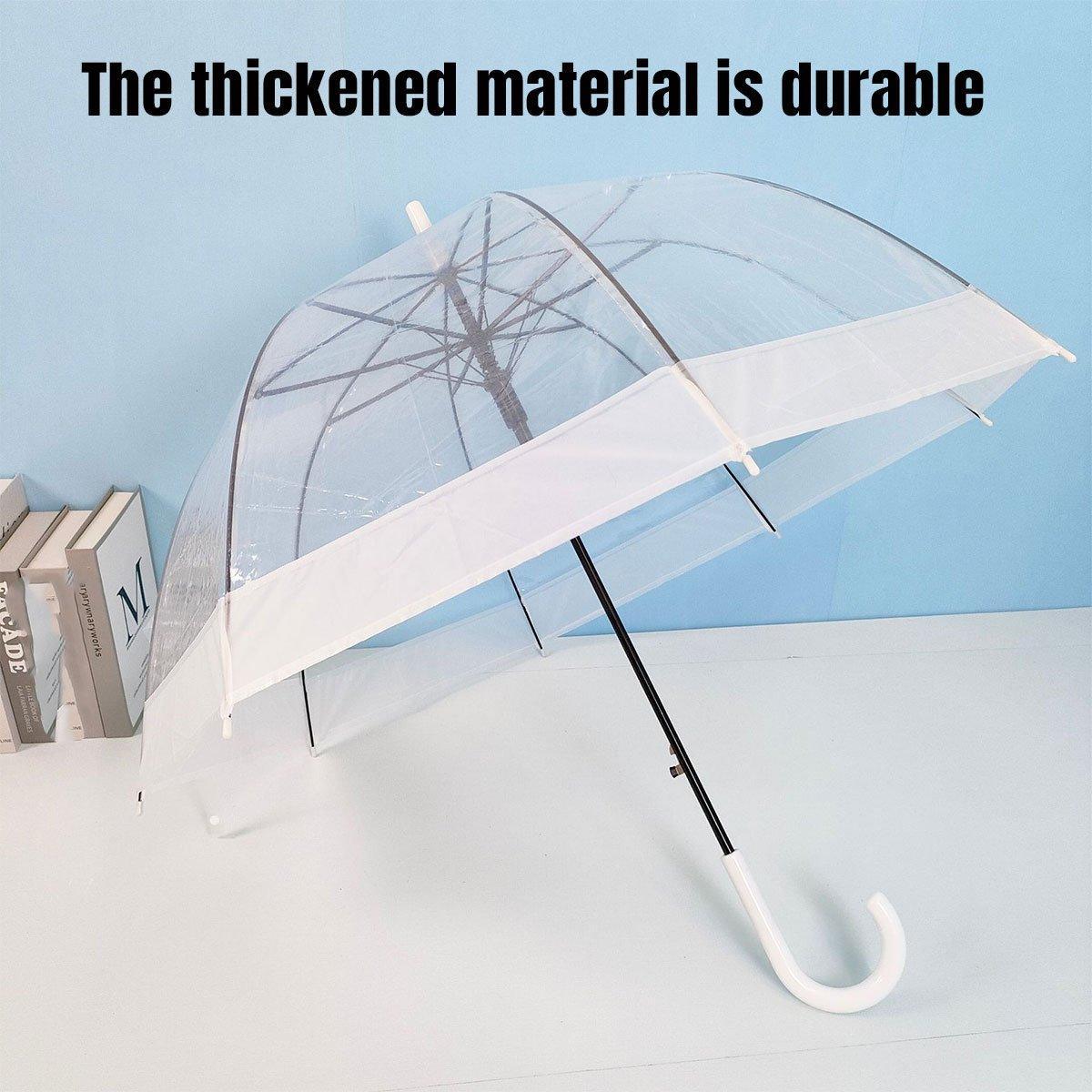 Clear Dome Umbrella Wedding Party Transparent Parasol Handle Waterproof Rain - Black