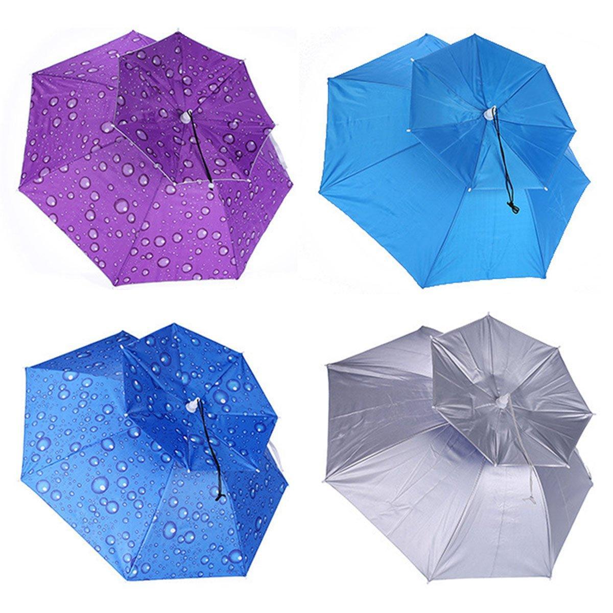 2-Layer Outdoor Foldable Sun Umbrella Hat Fishing Camping Headwear Cap Head Hat - Silver