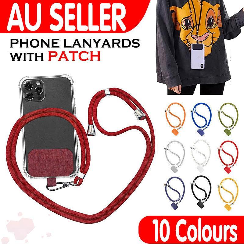 Adjustable Phone Lanyard with Patch for Most Cases Neck Strap Holder - Green