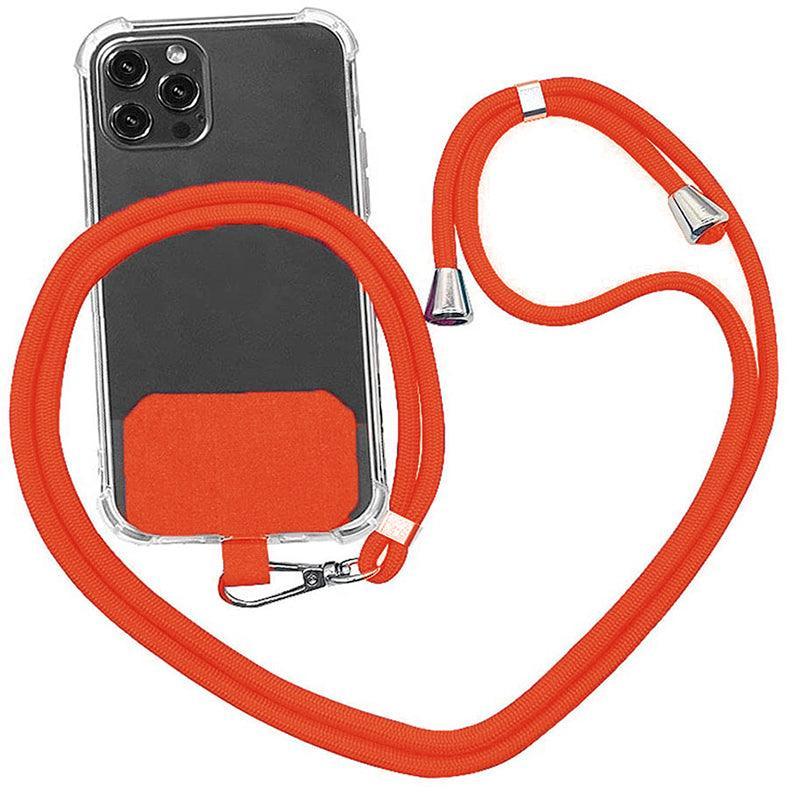 Adjustable Phone Lanyard with Patch for Most Cases Neck Strap Holder - Orange