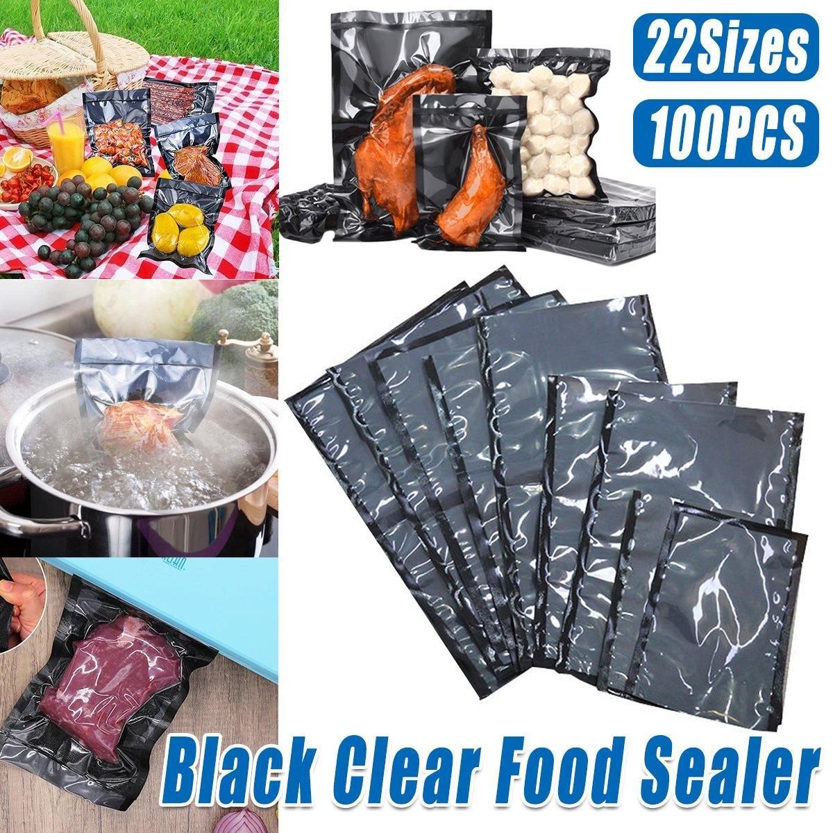 100pcs Transparent Vacuum Bags Air Compression Sealed Food Packaging - 16*24cm