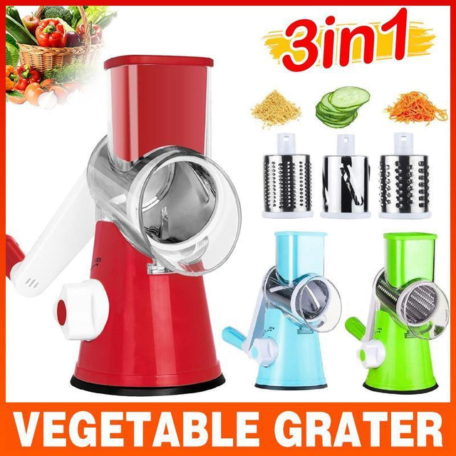 Kitchen Vegetable Fruit Slicer Cutter Shredder Food Manual Rotary Grater Green