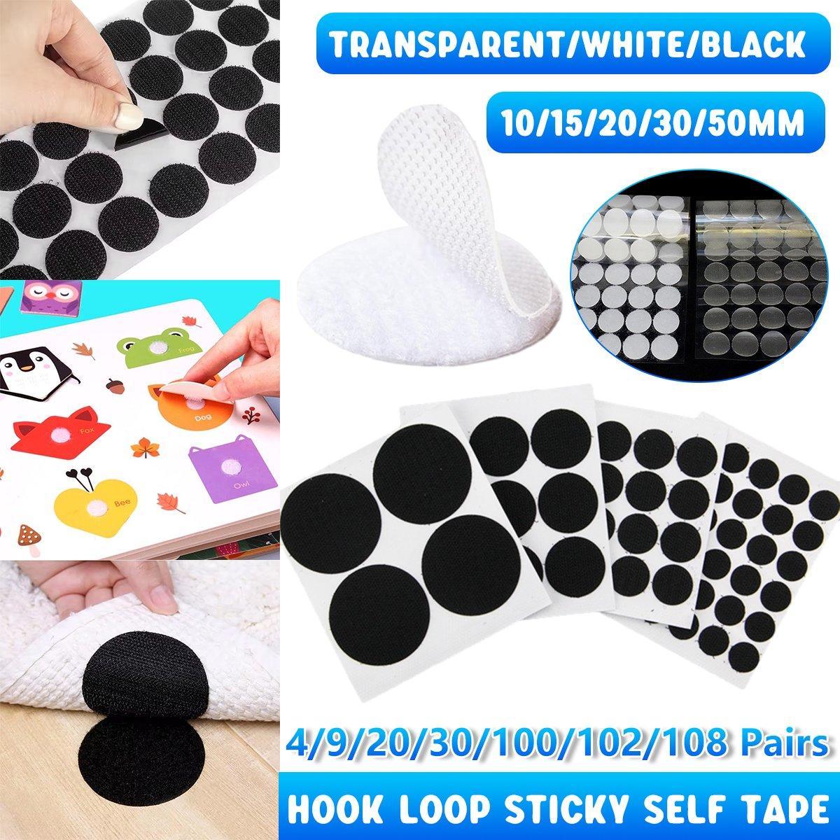Strong Sticky Round Self Adhesive Dots DIY Bond Tape No Mark Fasteners - White 102Pairs - 15mm