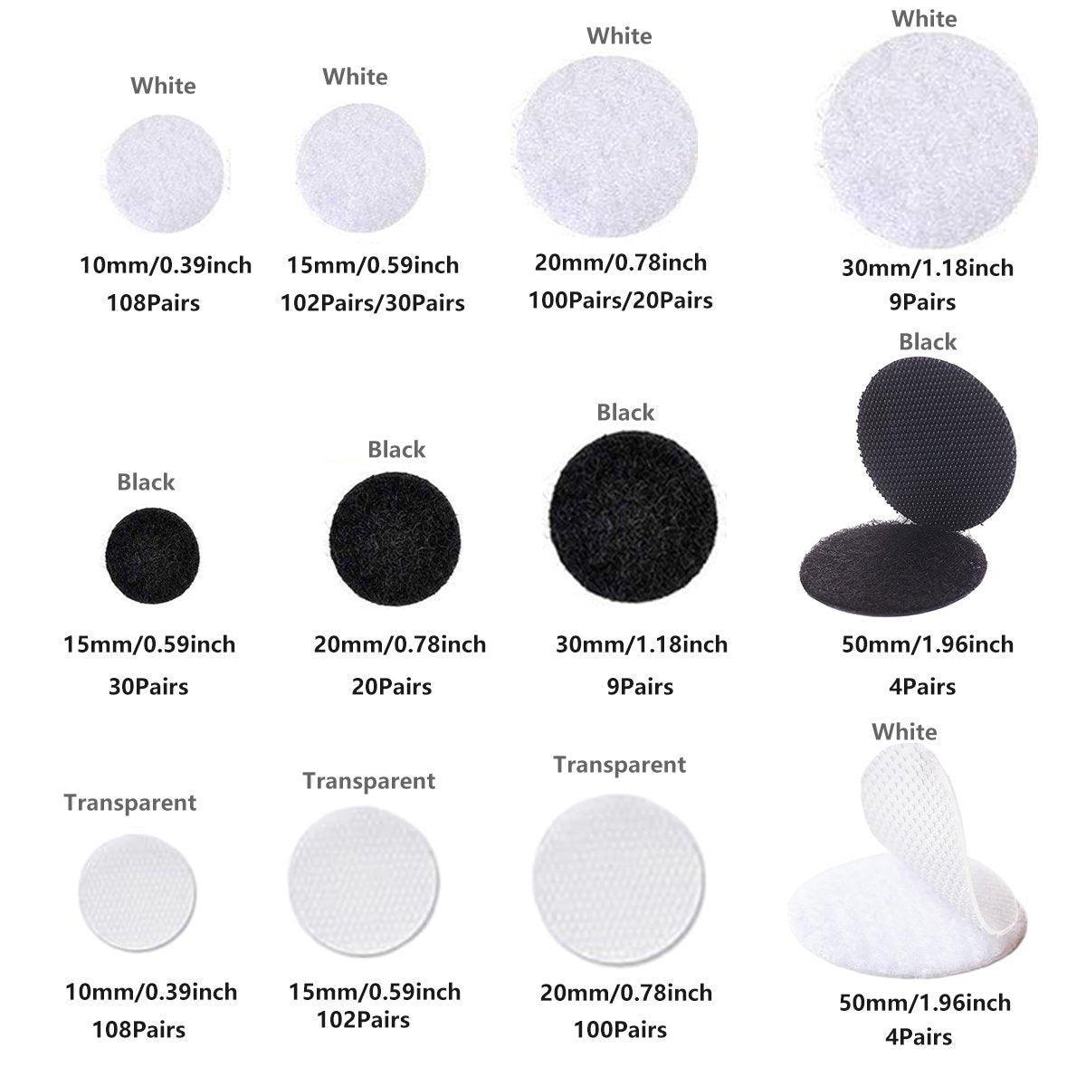 Strong Sticky Round Self Adhesive Dots DIY Bond Tape No Mark Fasteners - White 102Pairs - 15mm