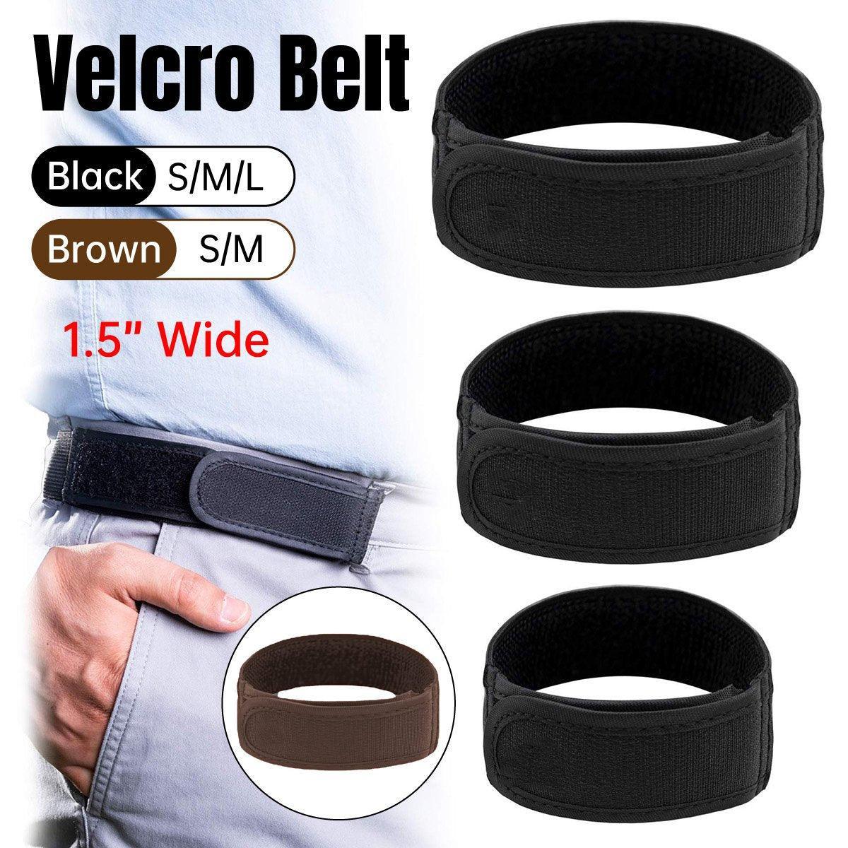 Adjustable Elastic Nylon Belt No Buckle Velcro Leisure Convenient Waistband - Brown-S