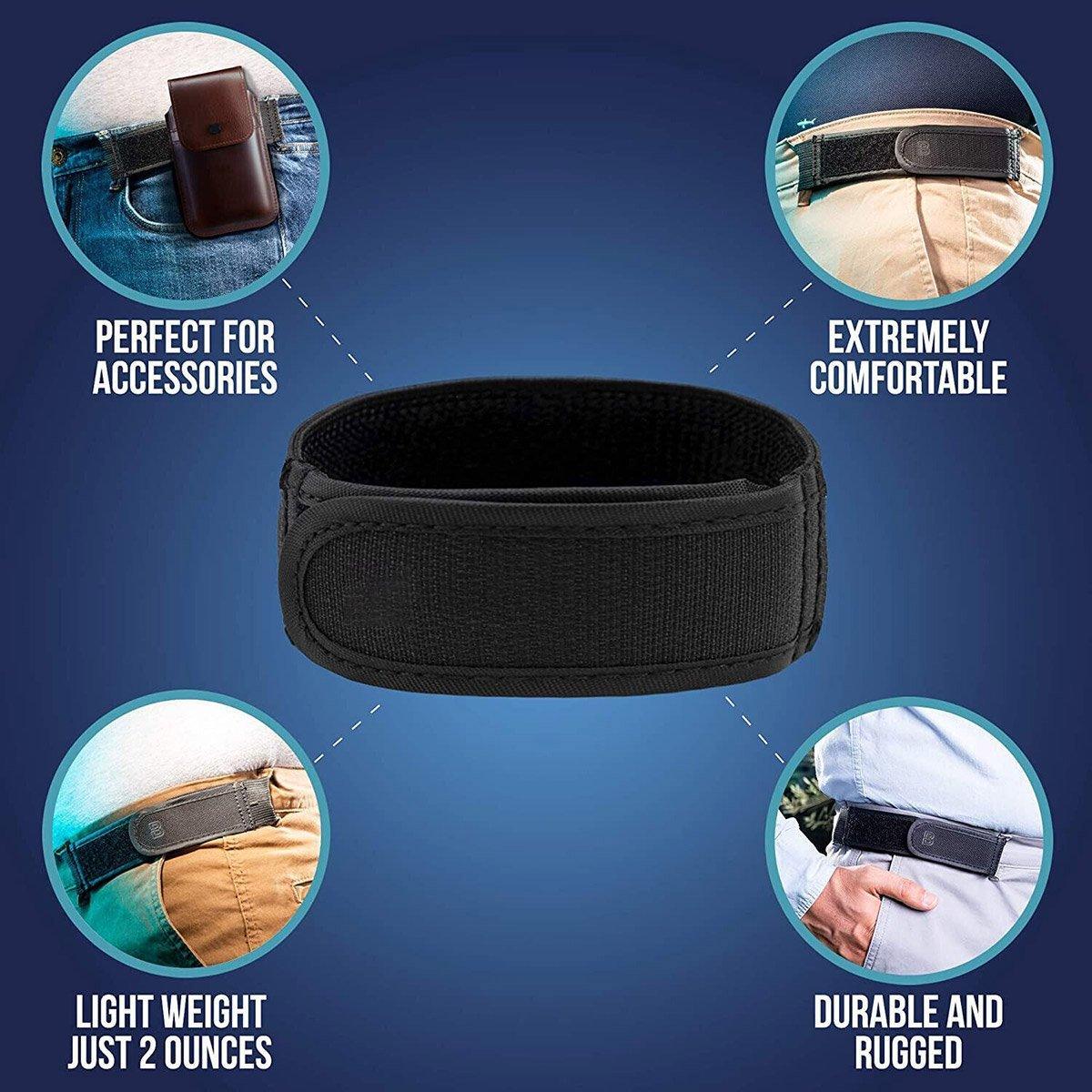 Adjustable Elastic Nylon Belt No Buckle Velcro Leisure Convenient Waistband - Brown-S