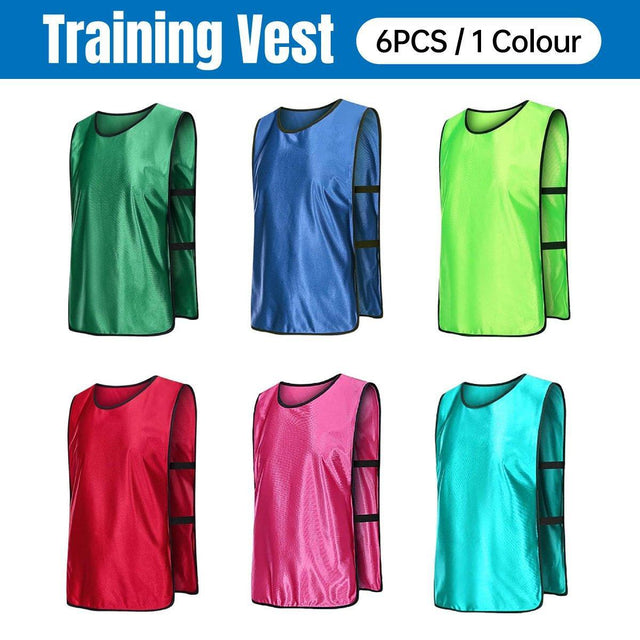 6X Sports Training Bibs Soccer Vests Group Basketball Football - GrassGreen-M