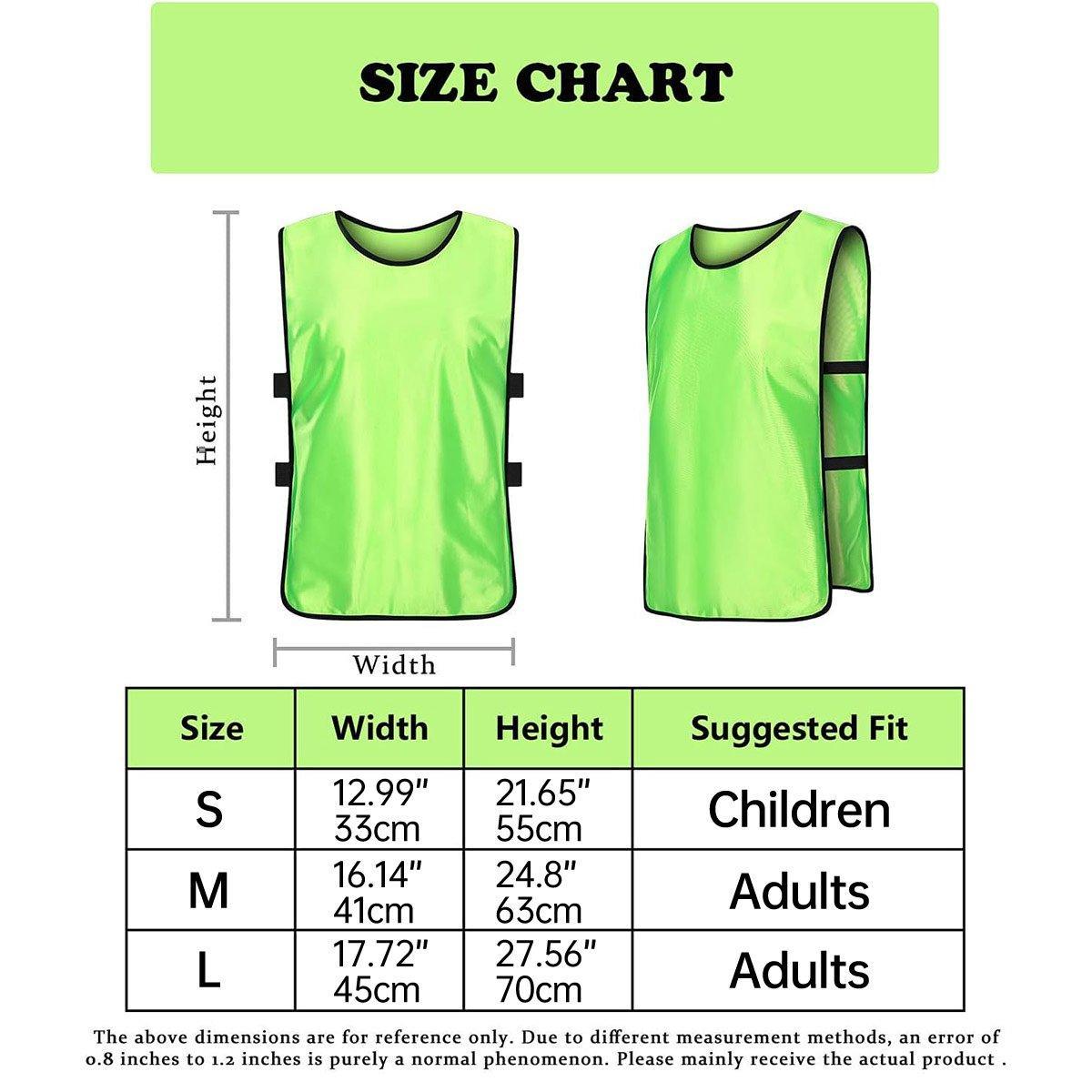 6X Sports Training Bibs Soccer Vests Group Team Bibs Basketball Cricket Football - Fluorescent Green-S