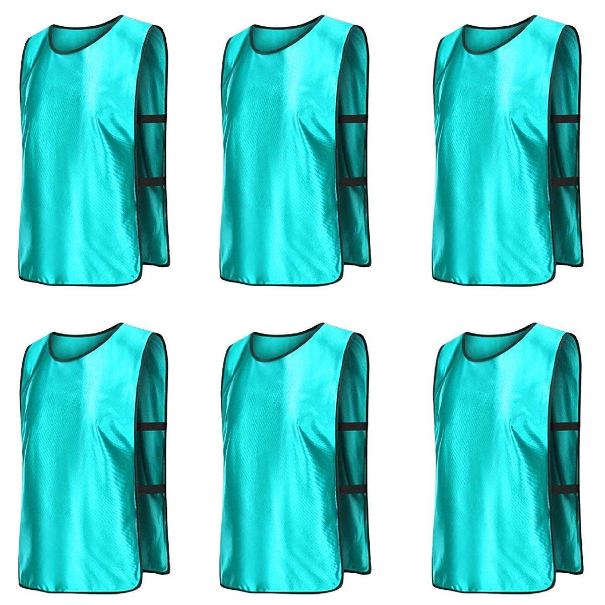 6X Sports Training Bibs Soccer Vests Group Team Bibs Basketball Cricket Football - Fluorescent Green-S