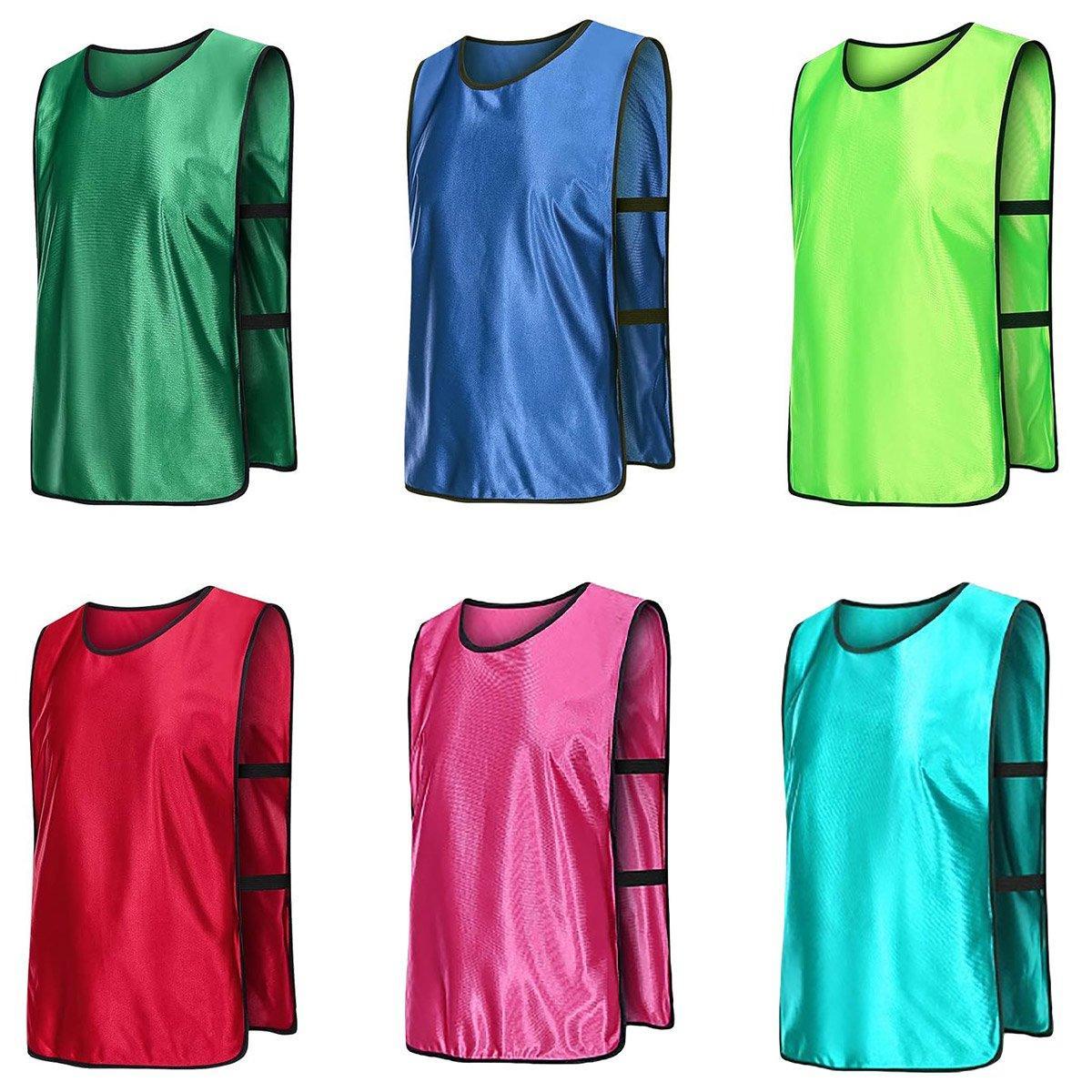 6X Sports Training Bibs Soccer Vests Group Team Bibs Basketball Cricket Football - Pink-S