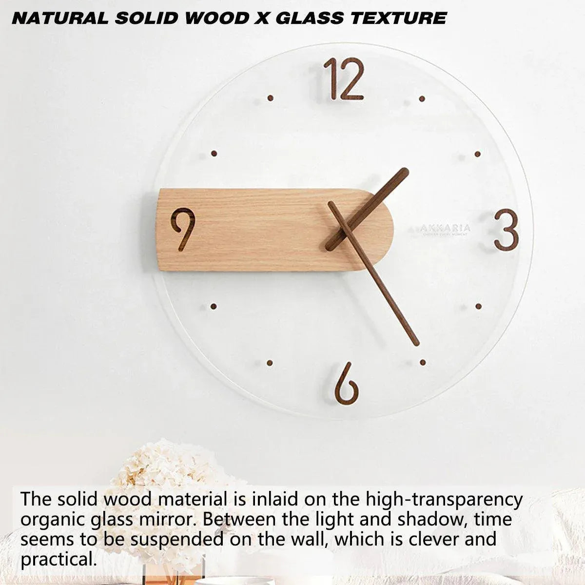 Modern Solid Wood Wall Clock Decorative Home Clock for Living Room Bedroom