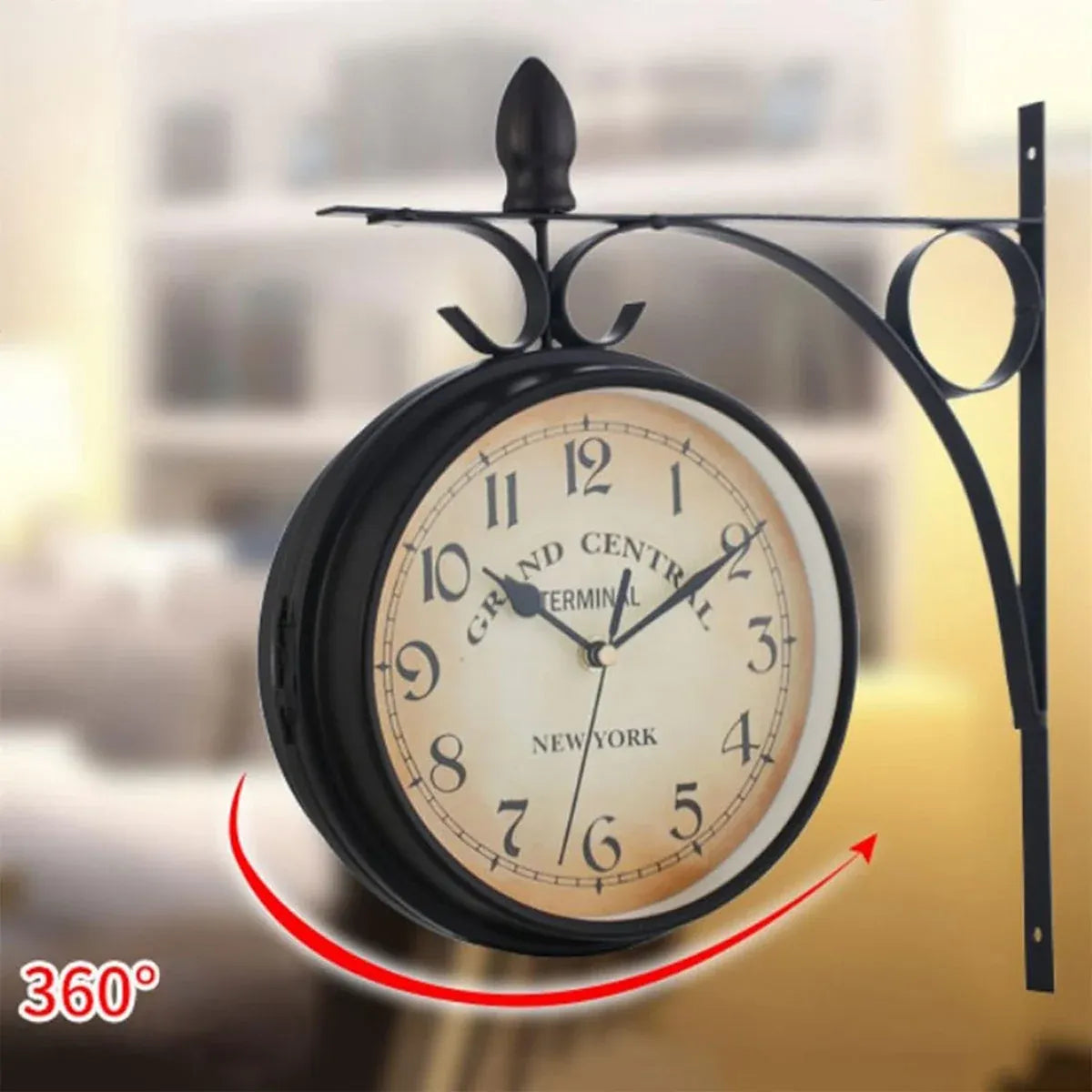 Vintage Outdoor Bracket Clock Garden Station Wall Clock Double Sided Clock