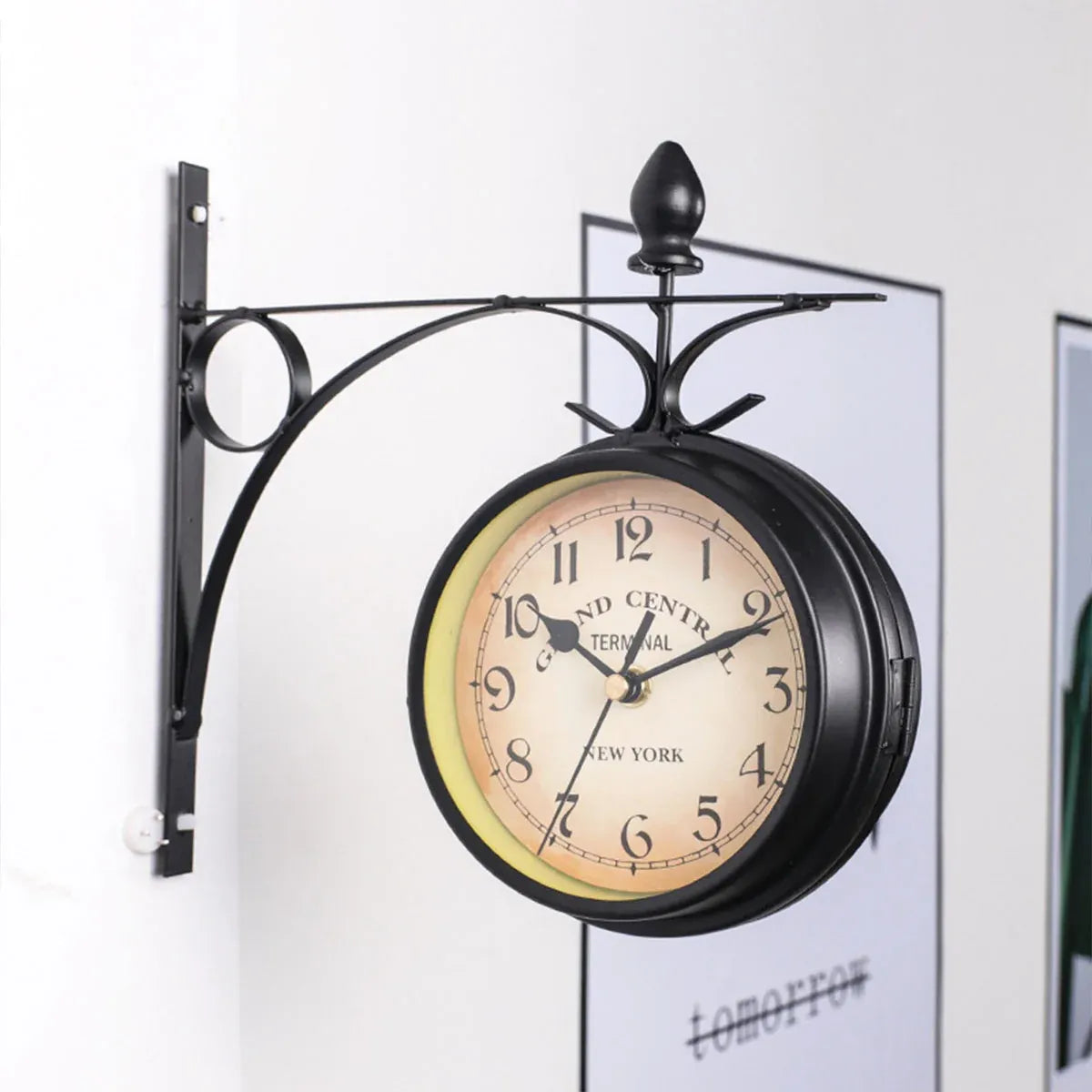 Vintage Outdoor Bracket Clock Garden Station Wall Clock Double Sided Clock