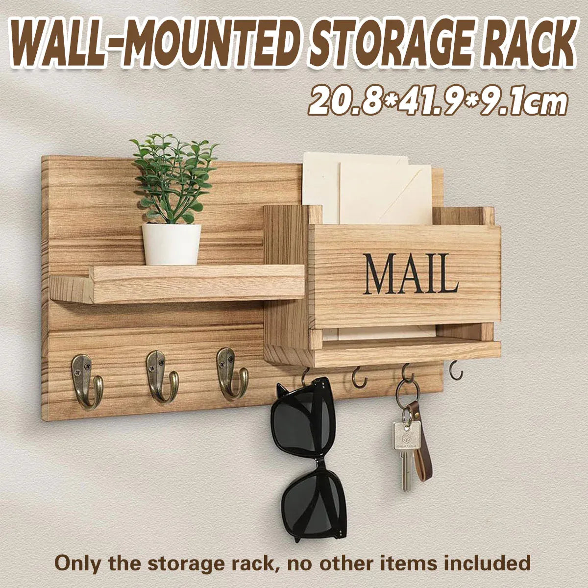 Wooden Wall Mounted Key Holder Storage Rack Door Hook Hanger Coat Rack Organizer