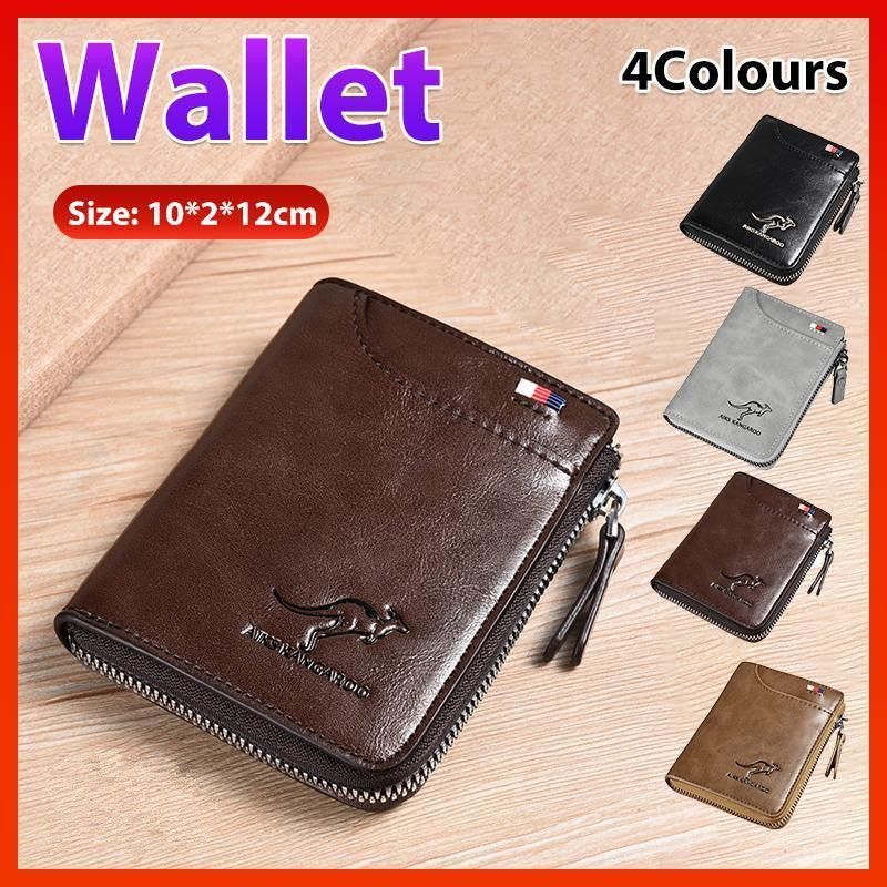 Men'S Rfid Blocking Leather Short Wallet Credit Id Card Cash Holder Purse