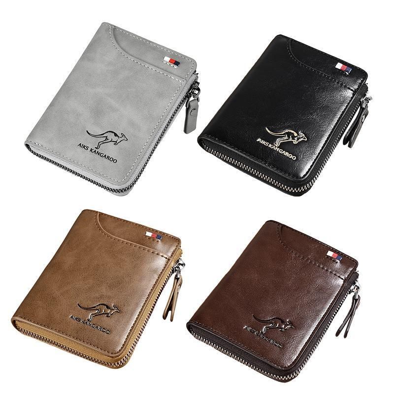 Men'S Rfid Blocking Leather Short Wallet Credit Id Card Cash Holder Purse