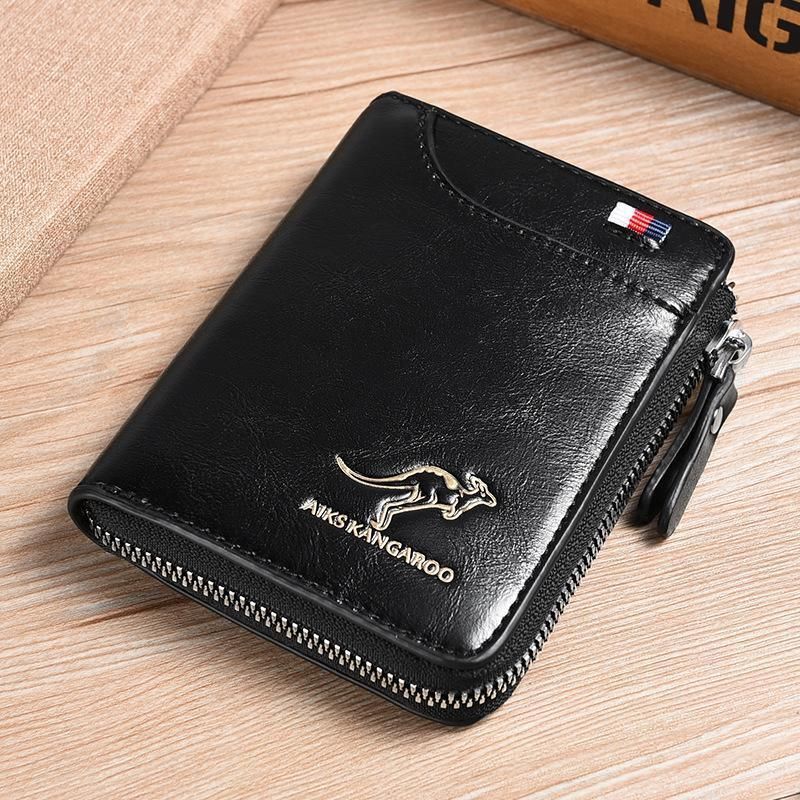 Men'S Rfid Blocking Leather Short Wallet Credit Id Card Cash Holder Purse