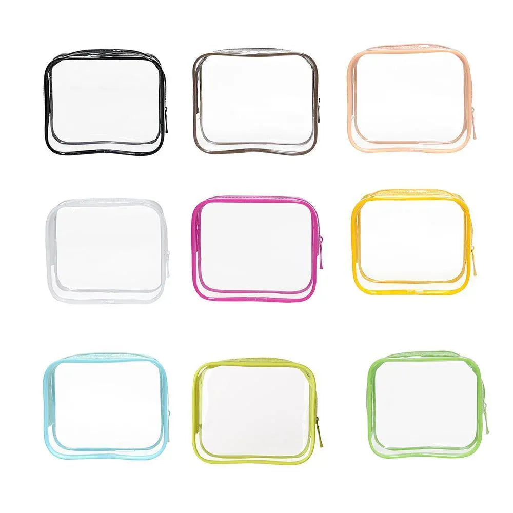 4pcs Durable PVC Cosmetic Bags Easy to Clean Multiple Sizes and Colours 9 Shades - 4pcs-Black