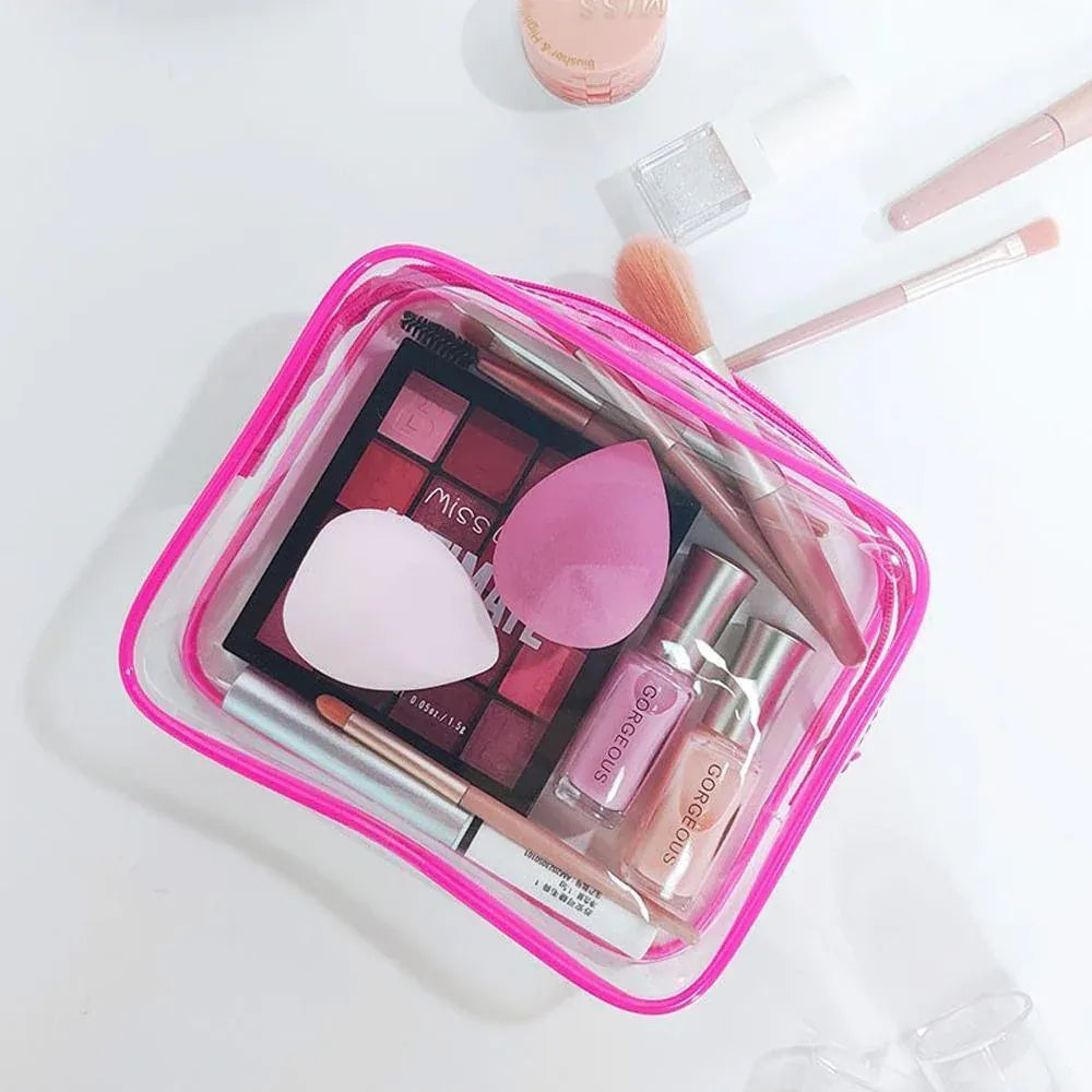 4pcs Durable PVC Cosmetic Bags Easy to Clean Multiple Sizes and Colours 9 Shades - 4pcs-Blue