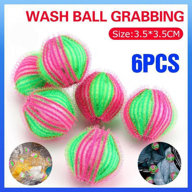 6PCS Reusable Laundry Hair Removal Balls for Lint Fluff Pet Hair Cleaning 3.5cm