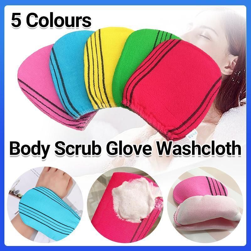 Fiber Cleaner Bath Glove Exfoliating Towel Body Rub Shower Scrub Glove Washcloth - Green
