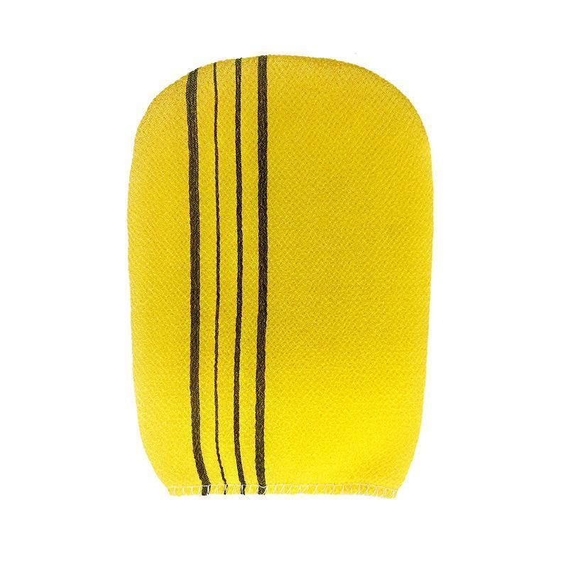 Fiber Cleaner Bath Glove Exfoliating Towel Body Rub Shower Scrub Glove Washcloth - Yellow