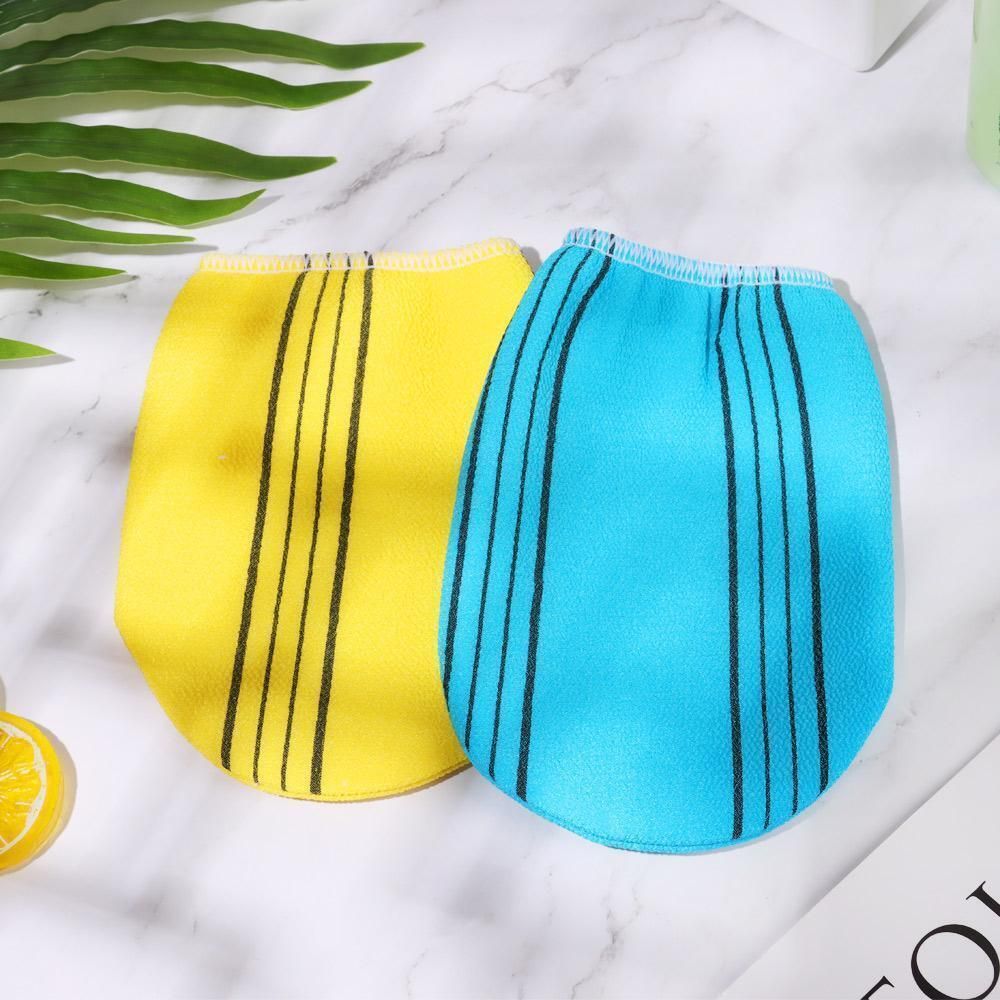 Fiber Cleaner Bath Glove Exfoliating Towel Body Rub Shower Scrub Glove Washcloth - Yellow