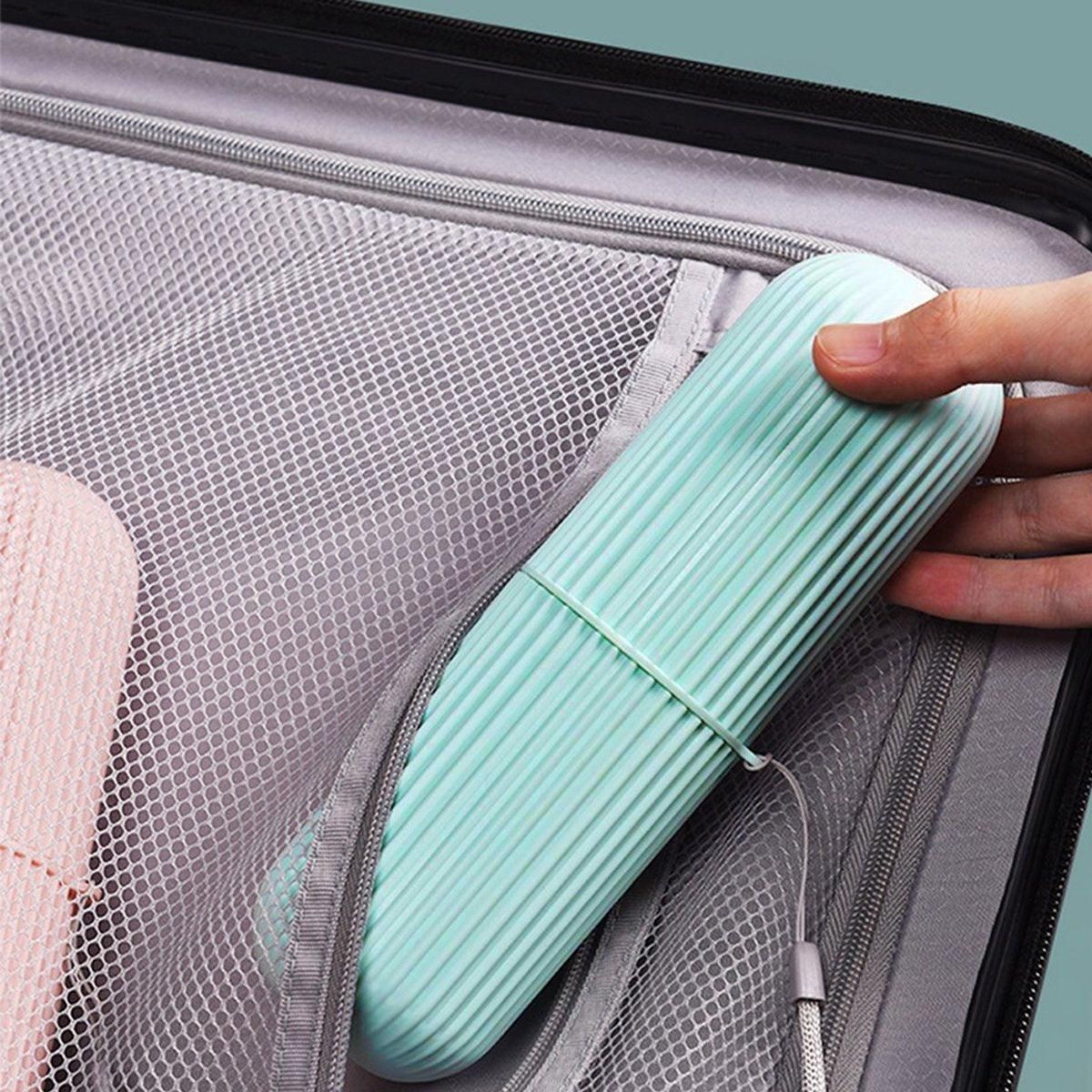 Travel Toothbrush and Toothpaste Holder Portable Bathroom Storage Box Case Cover - Green