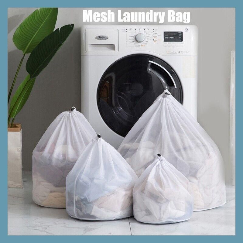 Laundry Washing Mesh Net Bag Drawstring Delicate Cloth Cleaning Clothes Lingerie - 4PCS��S+M+L+XL)