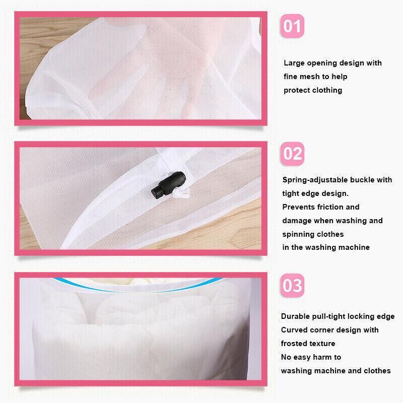 Laundry Washing Mesh Net Bag Drawstring Delicate Cloth Cleaning Clothes Lingerie - 4PCS��S+M+L+XL)