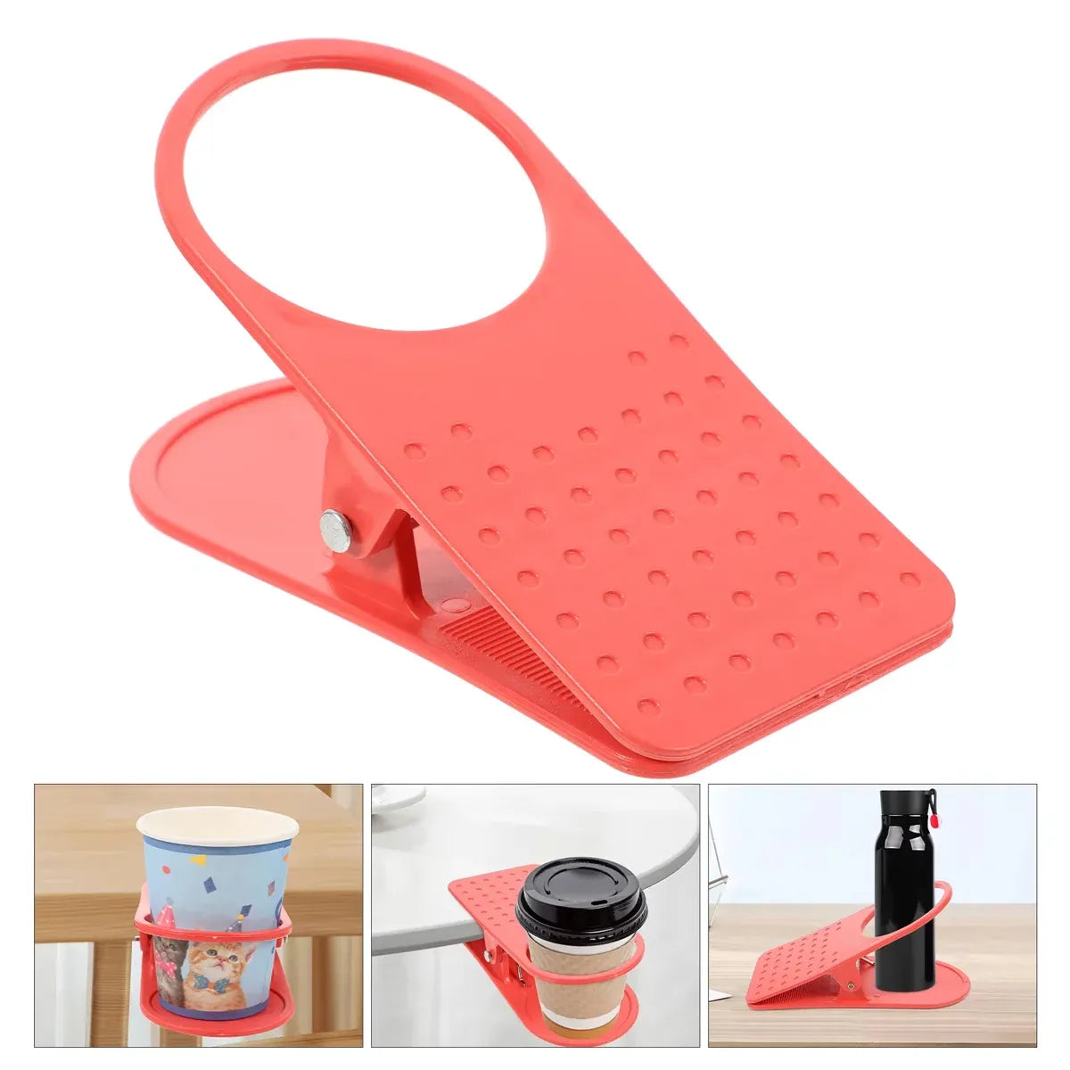 6PCS Plastic Clip On Cup Holder Desk Table Clamp Drink Bottle Coffee Mug Stand