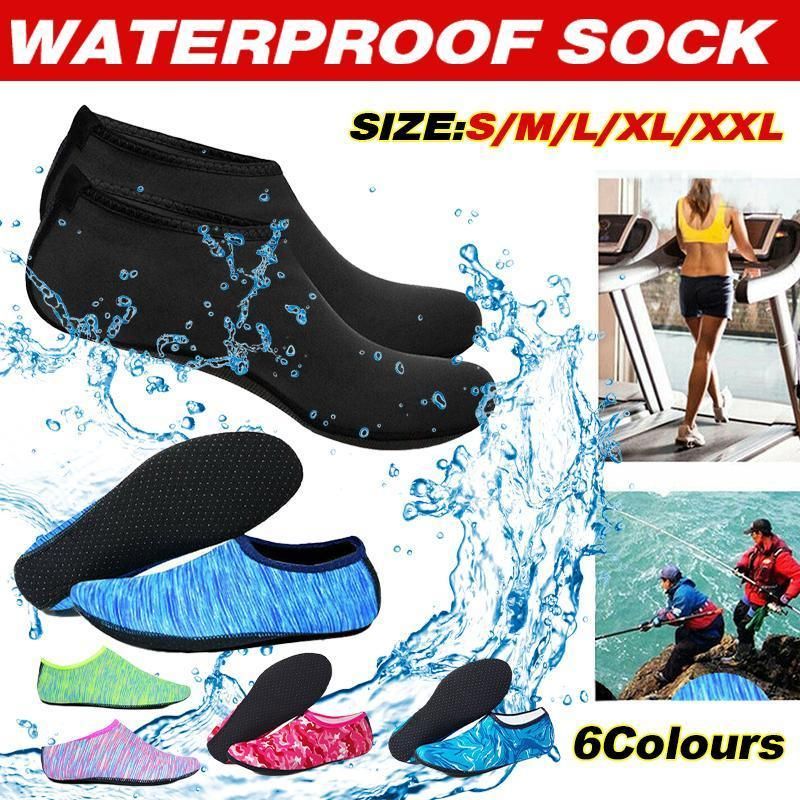 Unisex Water Shoes Slip On Aqua Socks Swim Surf Diving Yoga Exercise Reef Shoes - Black-XXL