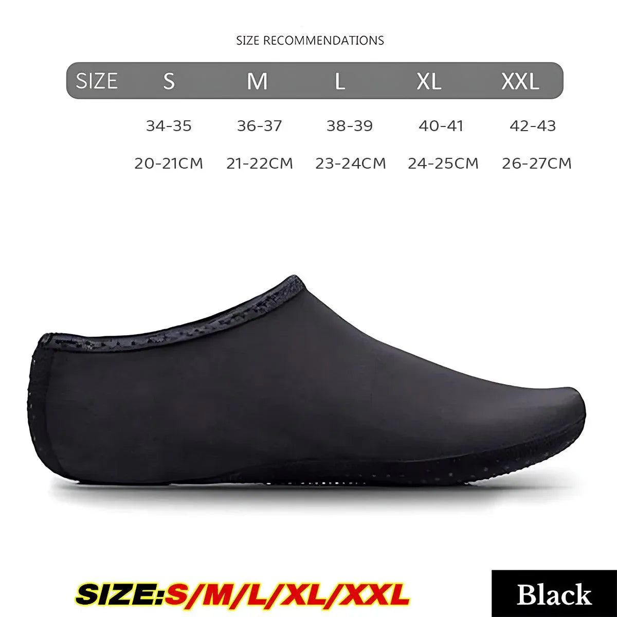 Unisex Water Shoes Slip On Aqua Socks Swim Surf Diving Yoga Exercise Reef Shoes - Black-XXL
