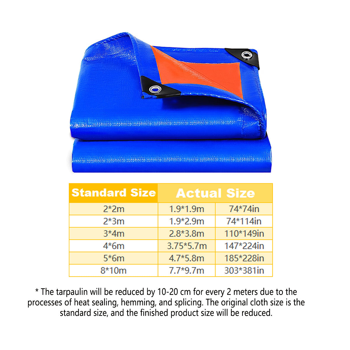 Waterproof Plastic Tarp Cover Heavy Duty Ground Sheet Rainproof Dustproof Blue - 3x4m