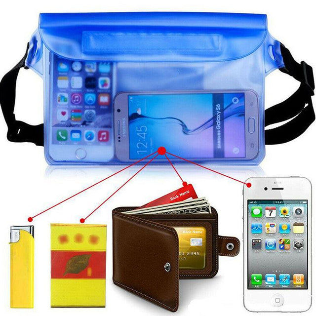 Waterproof Underwater Waist Belt Beach Swimming Boating Dry Phone Pouch - Green