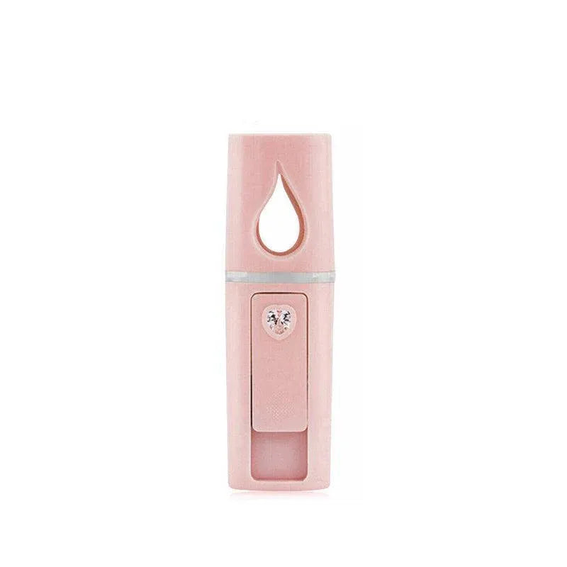 L2 Mini Nano Facial Mister w/Top Mirror Rechargeable Cool Mist Sprayer Au Pink