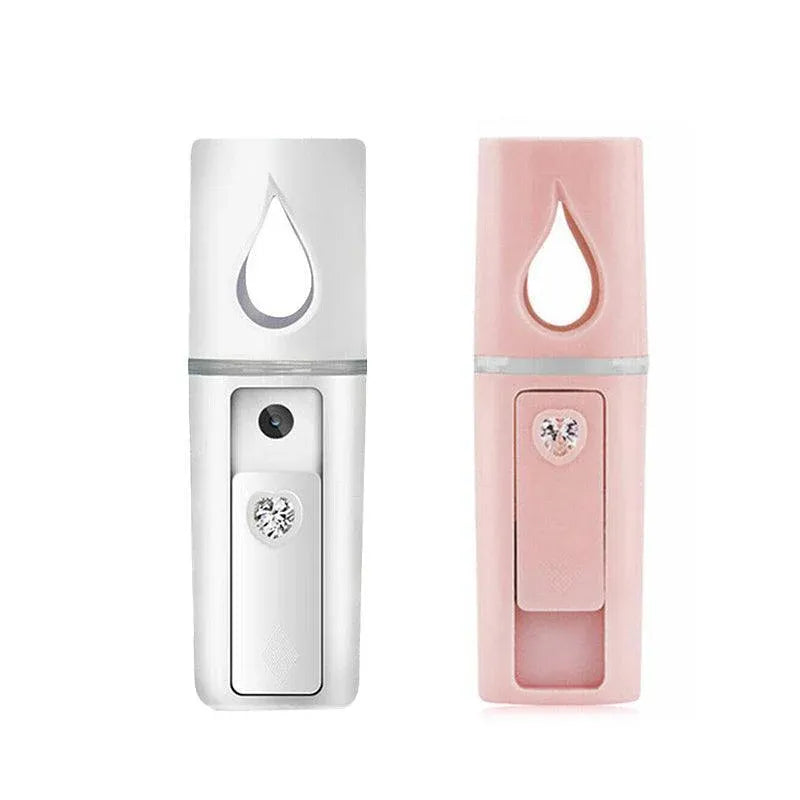 L2 Mini Nano Facial Mister w/Top Mirror Rechargeable Cool Mist Sprayer Au Pink