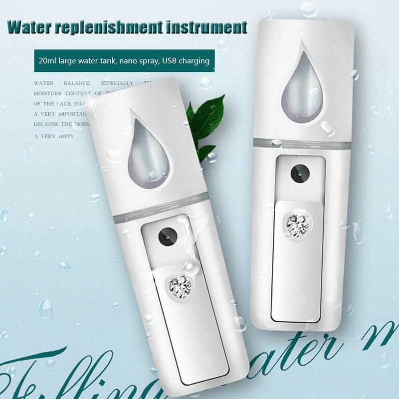 L2 Mini Nano Facial Mister w/Top Mirror Rechargeable Cool Mist Sprayer Au Pink