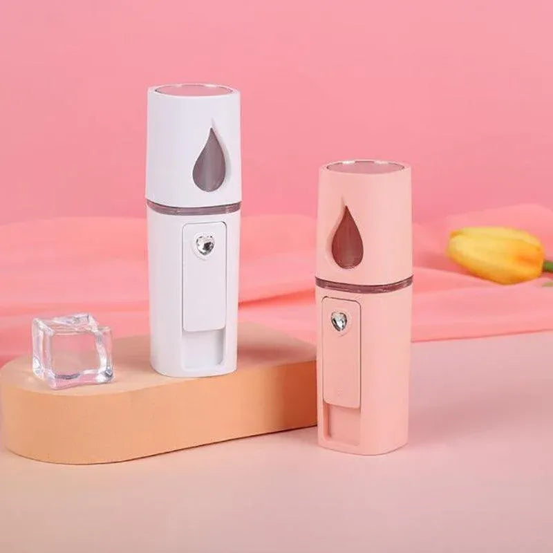 L2 Mini Nano Facial Mister With Top Mirror Rechargeable Cool Mist Sprayer  Au - White
