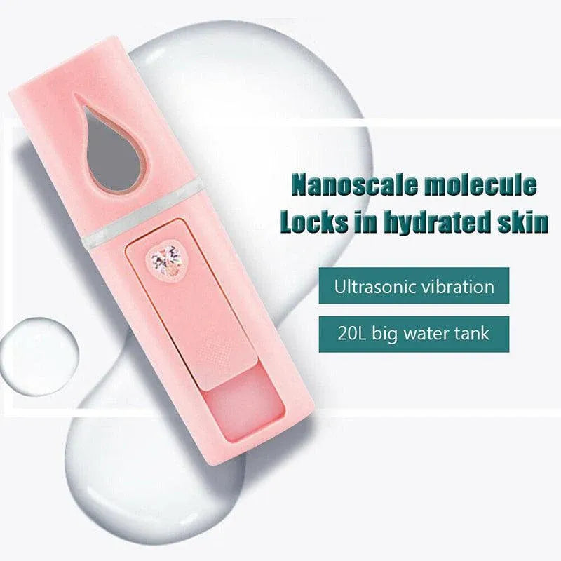 L2 Mini Nano Facial Mister With Top Mirror Rechargeable Cool Mist Sprayer  Au - White