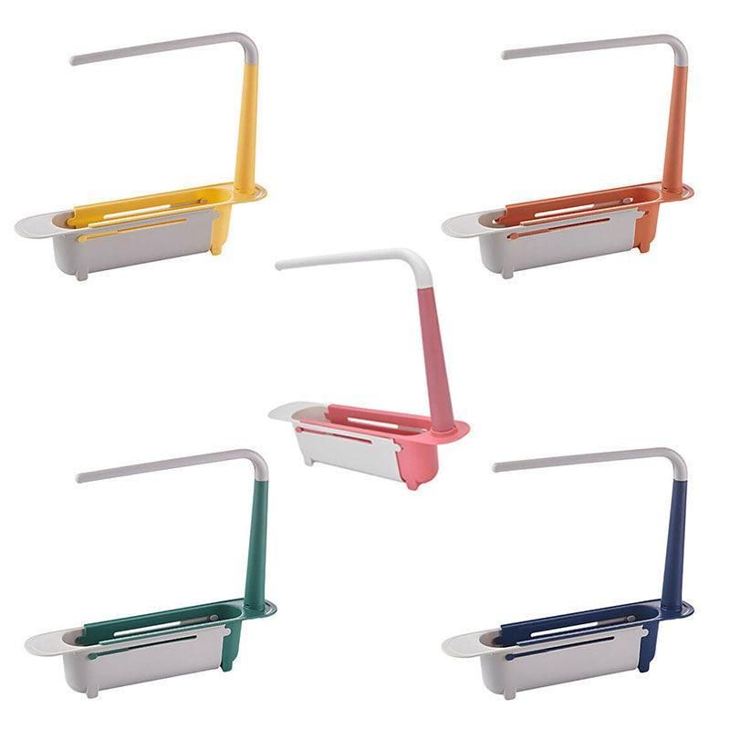 Telescopic Sink Rack Holder Expandable Storage Drain Basket Home Kitchen Tools - Green