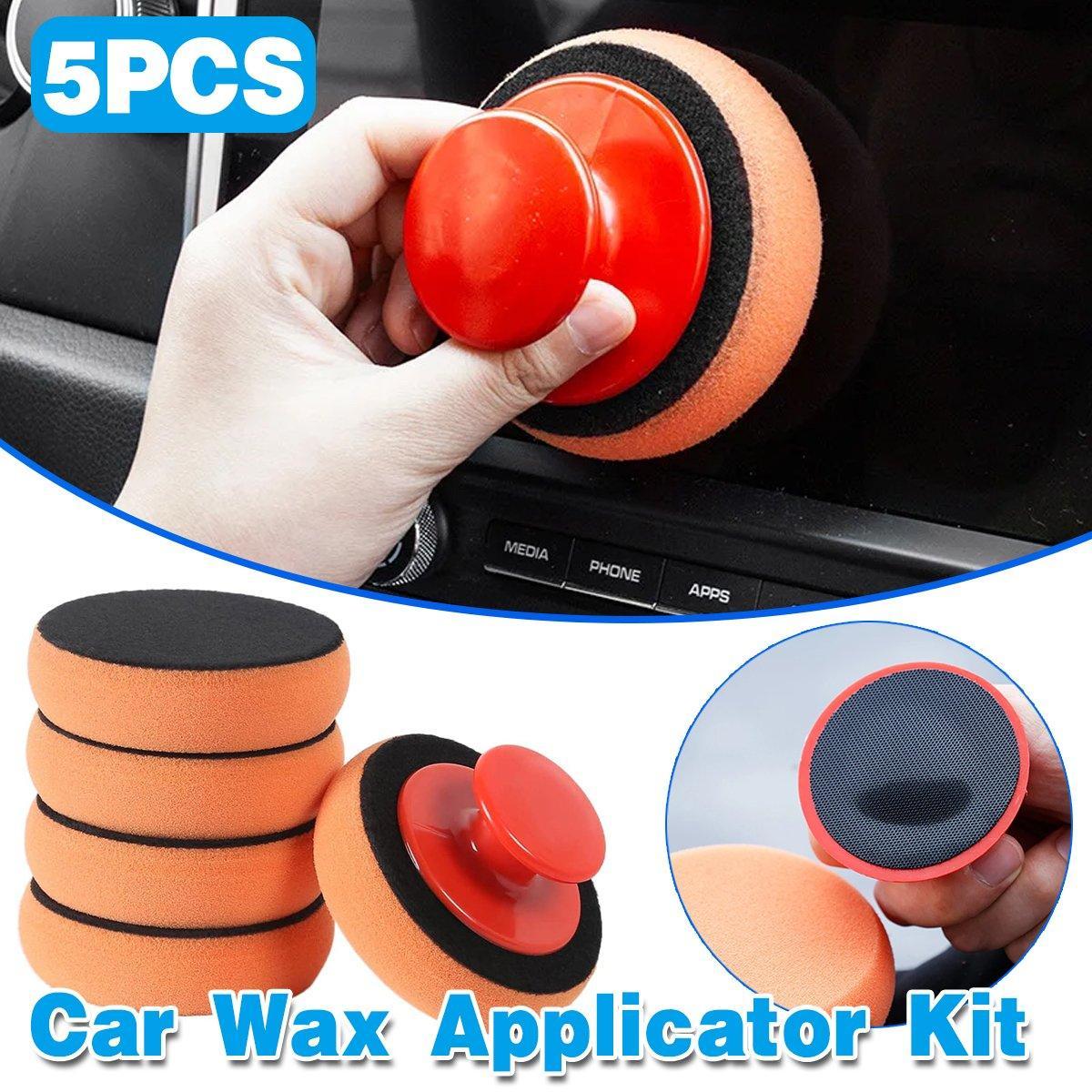 5pcs Car Polishing Sponge with Handle Manual Buffing Pads for Auto Detailing