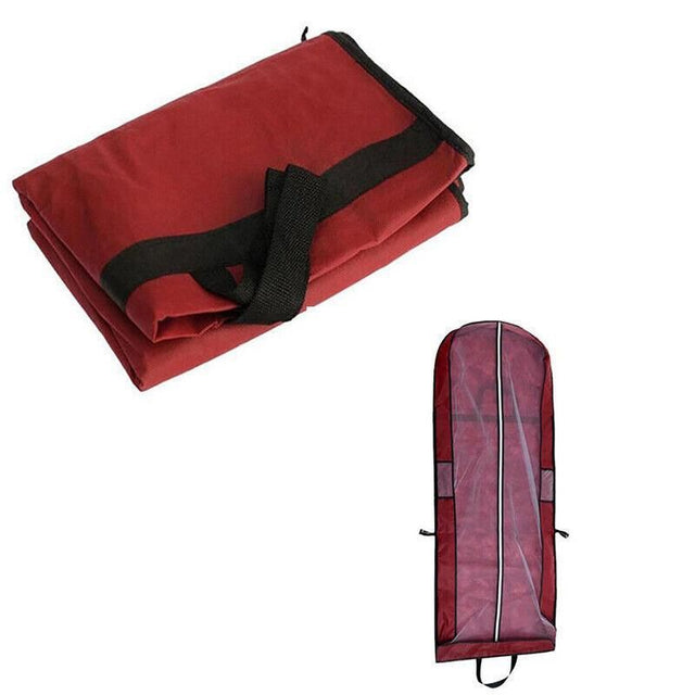 Wedding Dress Garment Bag 180cm Long Bridal Gown Storage Dustproof - Wine Red