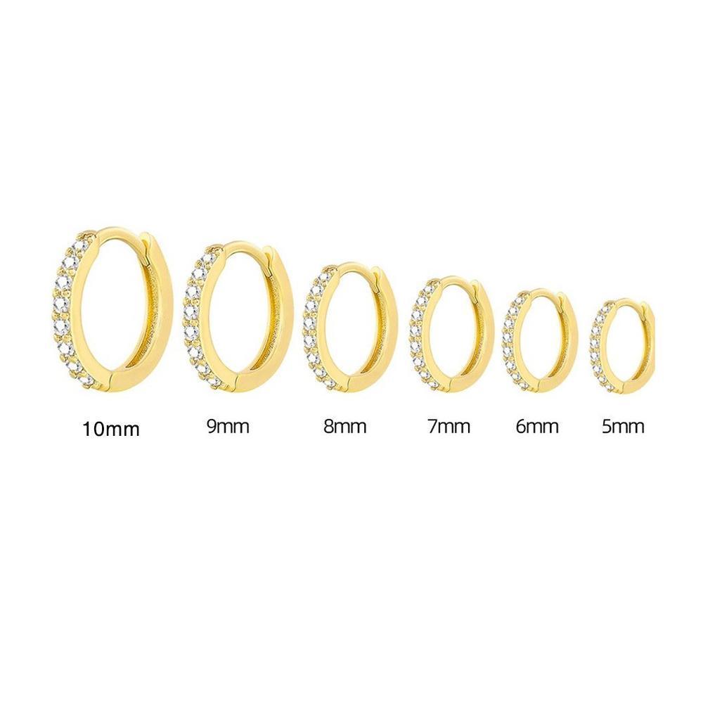 7sizes Hoop Earring Silver Zirconia Ear Huggie Hoop Cartilage Piercing Jewellery - Silver-10mm